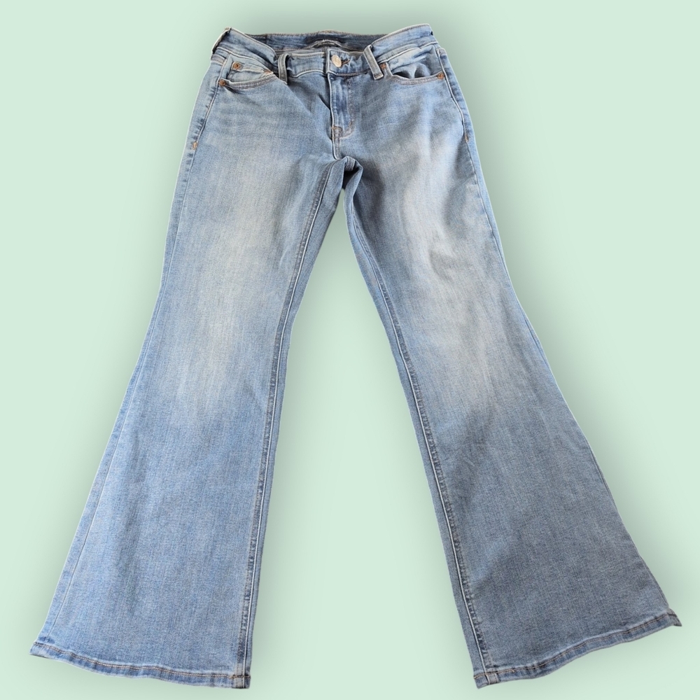 Aeropostale Mid Rise Flare Denim Jeans Light Wash